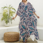 Summer Surfing Pattern Print Silk V-Neck Kaftan Dress