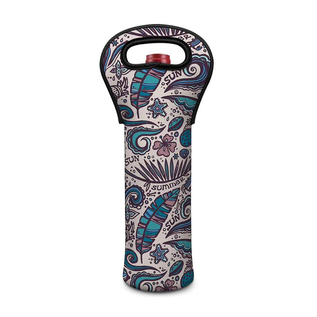 Summer Surfing Pattern Print Single Neoprene Wine Tote