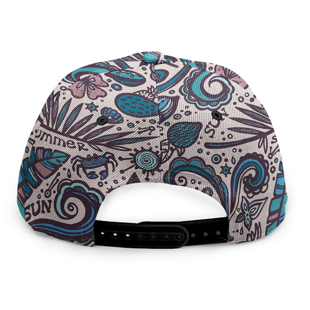 Summer Surfing Pattern Print Snapback Cap