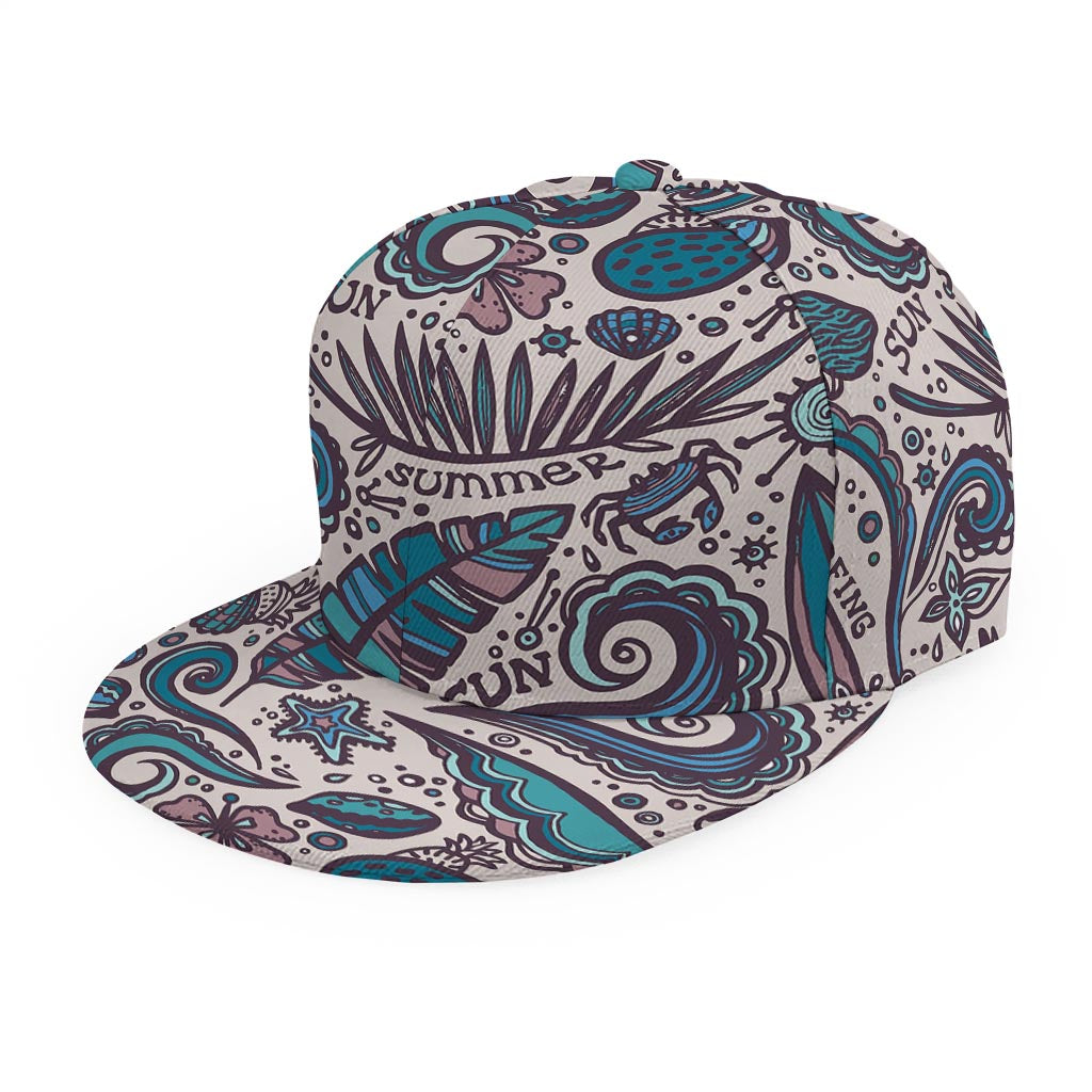 Summer Surfing Pattern Print Snapback Cap