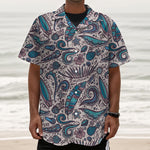 Summer Surfing Pattern Print Textured Short Sleeve Shirt