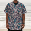 Summer Surfing Pattern Print Textured Short Sleeve Shirt