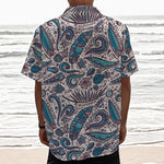 Summer Surfing Pattern Print Textured Short Sleeve Shirt