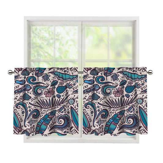 Summer Surfing Pattern Print Tier Curtains