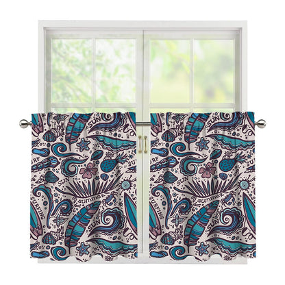 Summer Surfing Pattern Print Tier Curtains