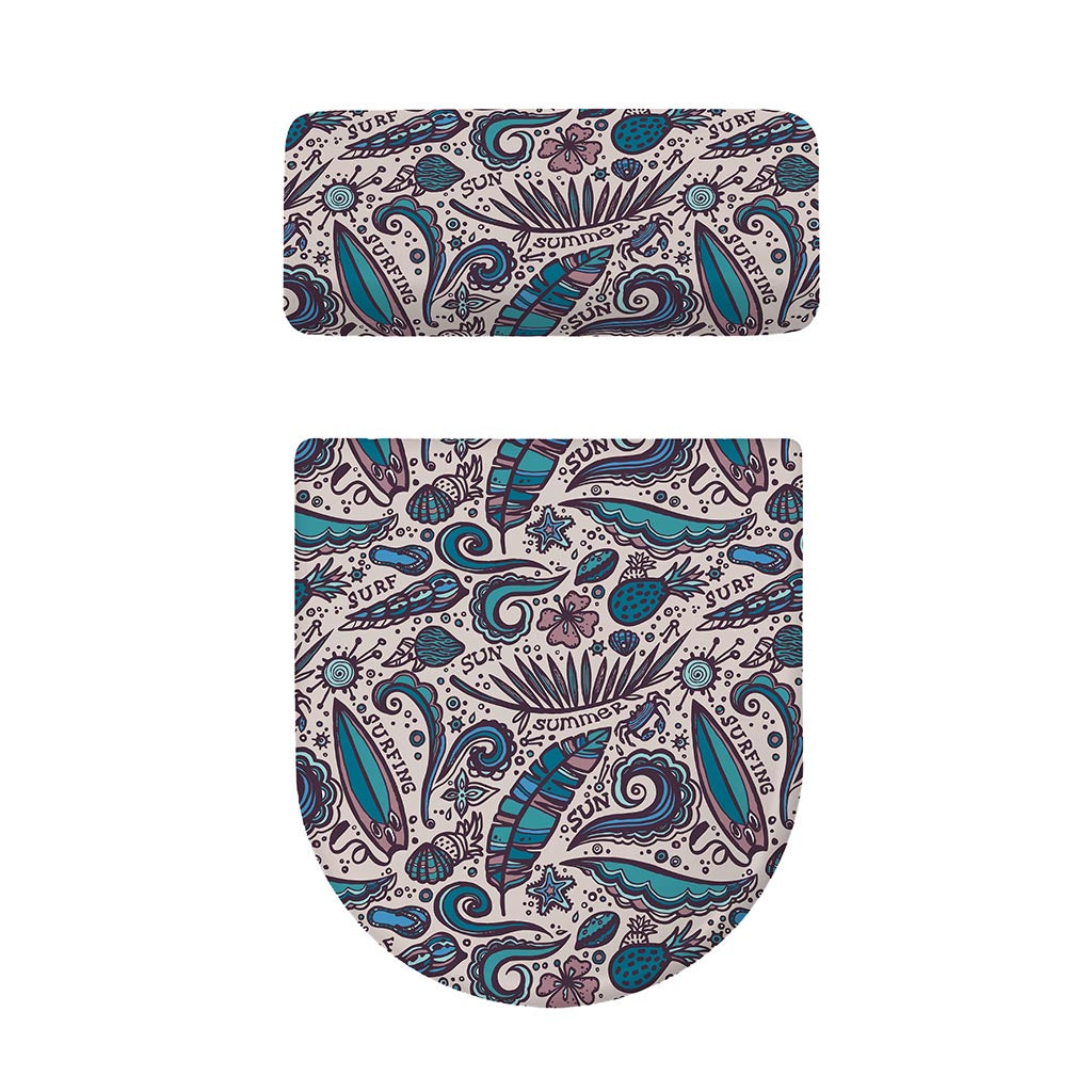 Summer Surfing Pattern Print Toilet Lid And Tank Cover Set