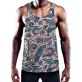 Summer Surfing Pattern Print Men's Workout Tank Top