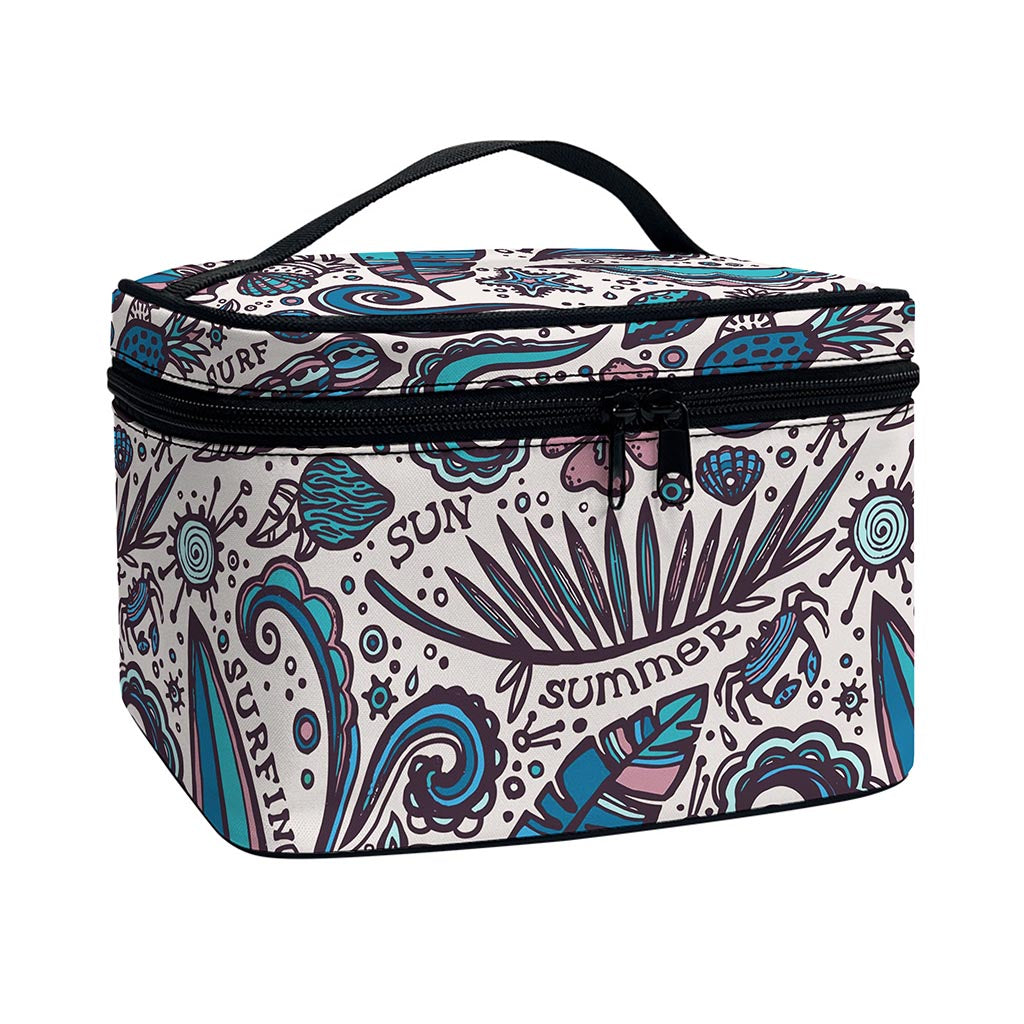 Summer Surfing Pattern Print Travel Makeup Bag