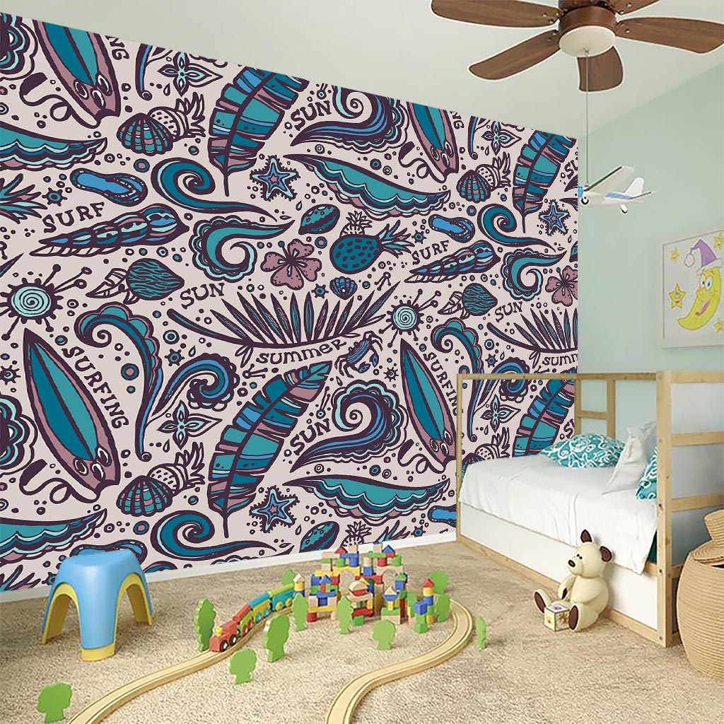 Summer Surfing Pattern Print Wall Sticker