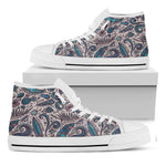 Summer Surfing Pattern Print White High Top Sneakers