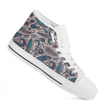 Summer Surfing Pattern Print White High Top Sneakers