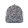 Summer Surfing Pattern Print White Mesh Trucker Hat