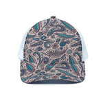 Summer Surfing Pattern Print White Mesh Trucker Cap