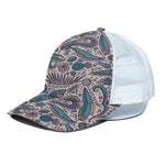 Summer Surfing Pattern Print White Mesh Trucker Cap