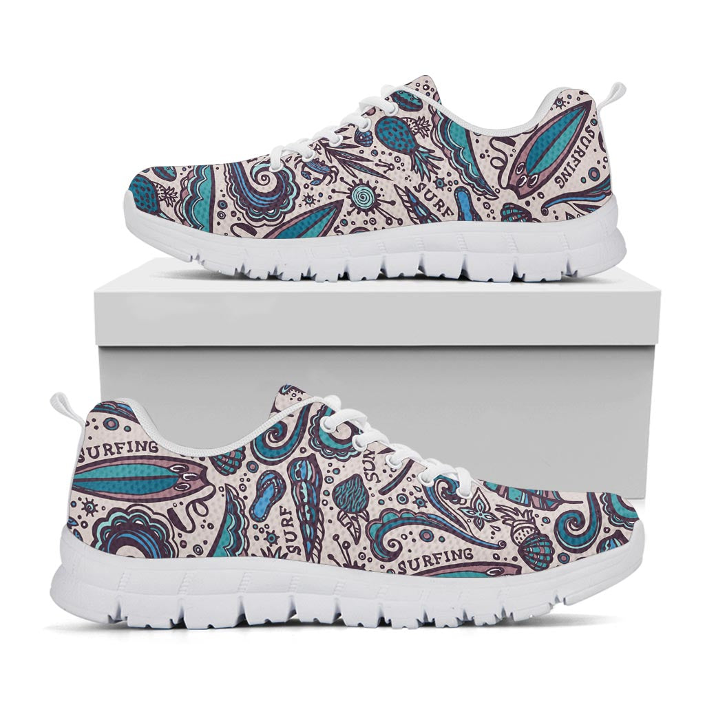 Summer Surfing Pattern Print White Running Shoes