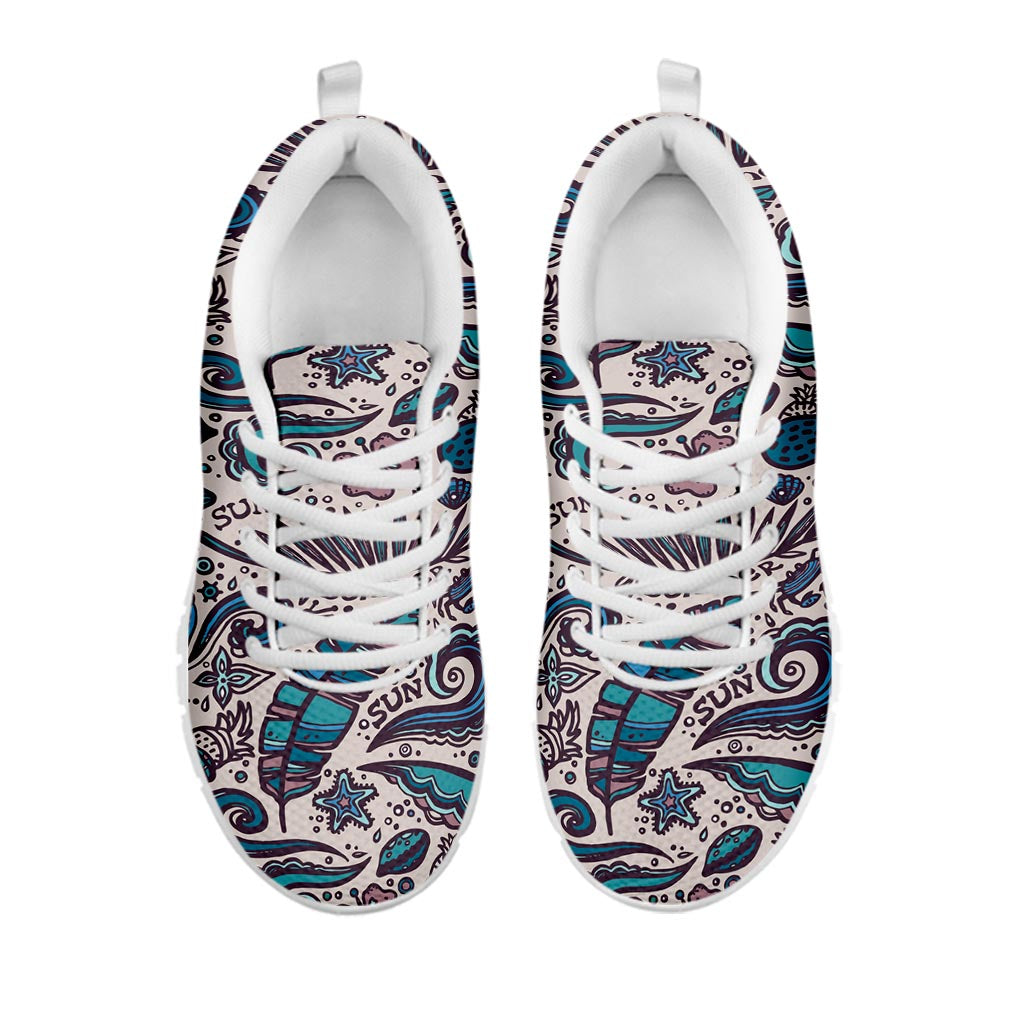 Summer Surfing Pattern Print White Running Shoes