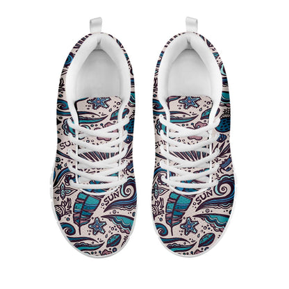 Summer Surfing Pattern Print White Running Shoes