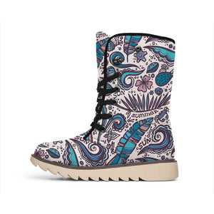 Summer Surfing Pattern Print Winter Boots