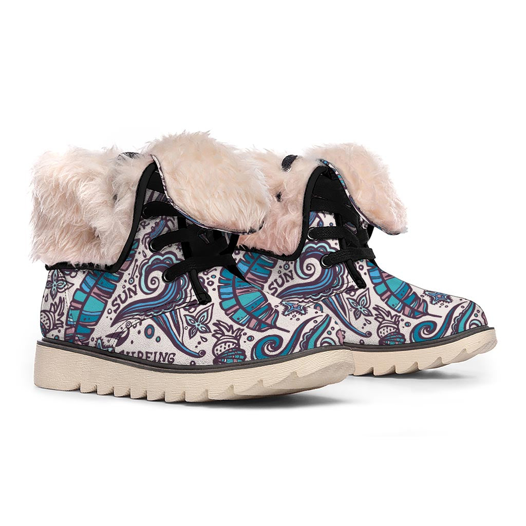 Summer Surfing Pattern Print Winter Boots