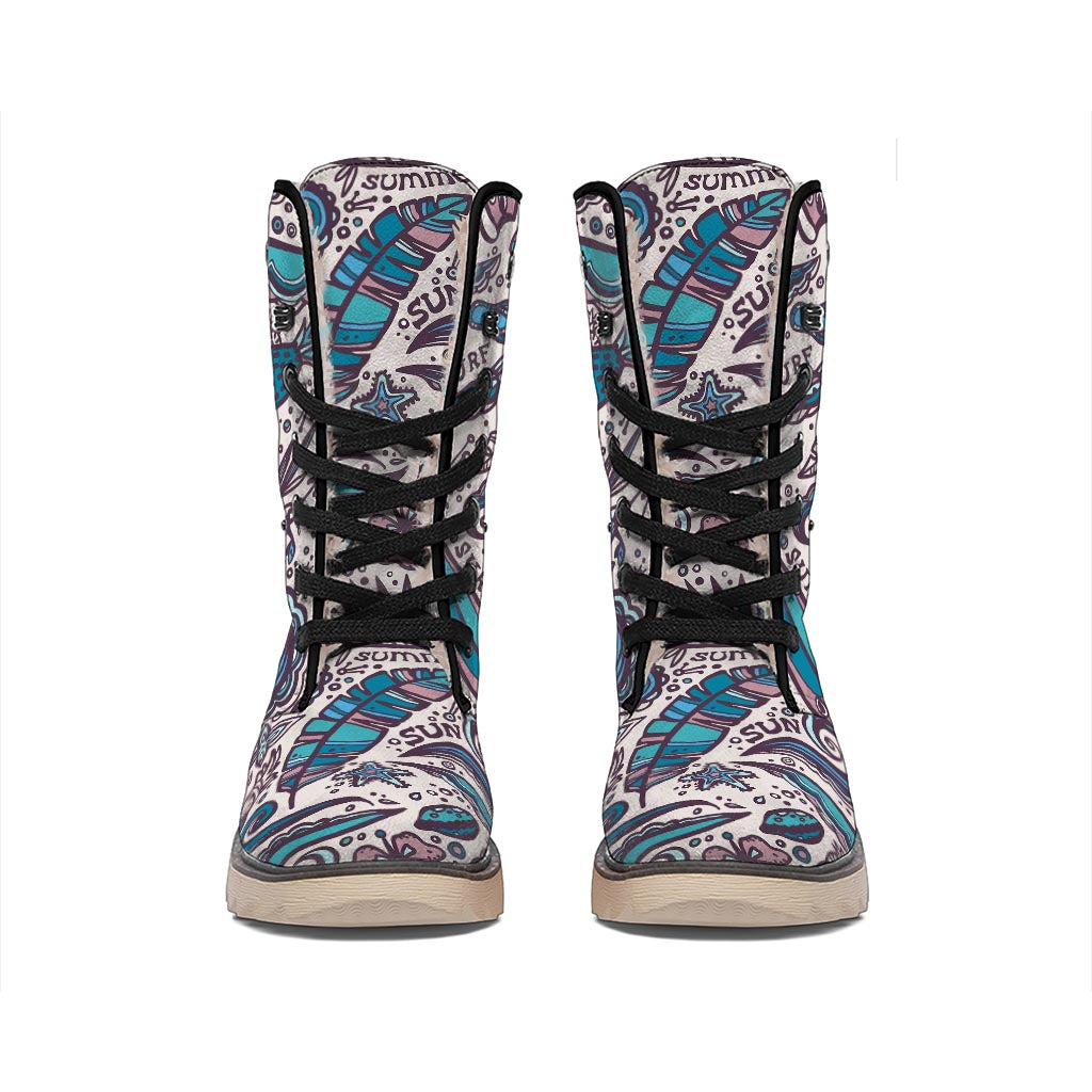 Summer Surfing Pattern Print Winter Boots