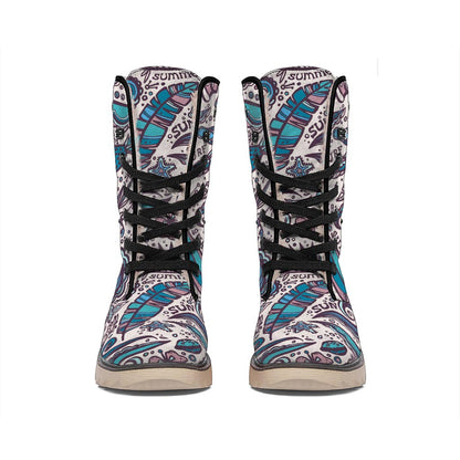 Summer Surfing Pattern Print Winter Boots