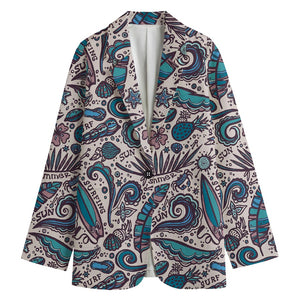 Summer Surfing Pattern Print Women's Blazer