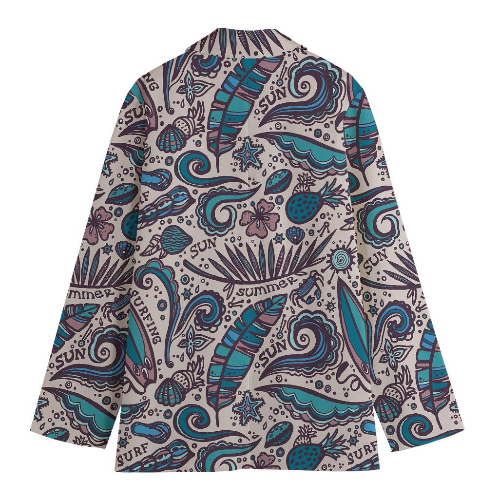 Summer Surfing Pattern Print Women's Blazer