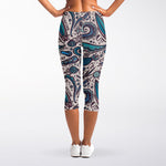 Summer Surfing Pattern Print Women's Capri Leggings