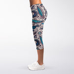 Summer Surfing Pattern Print Women's Capri Leggings