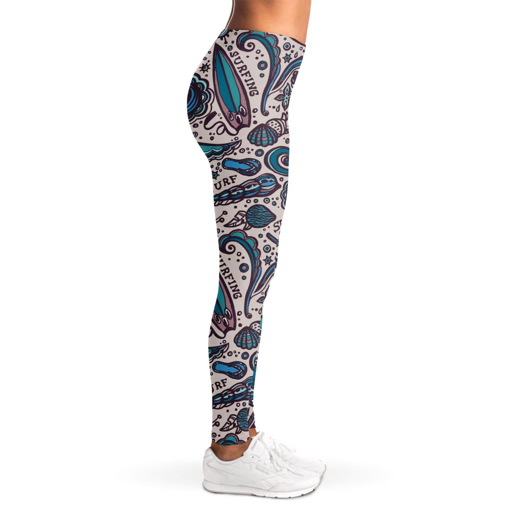 Summer Surfing Pattern Print Women's Leggings