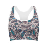 Summer Surfing Pattern Print Women's Sports Bra