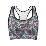 Summer Surfing Pattern Print Women's Sports Bra
