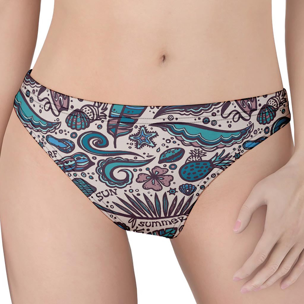 Summer Surfing Pattern Print Women's Thong