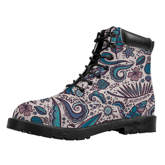 Summer Surfing Pattern Print Work Boots