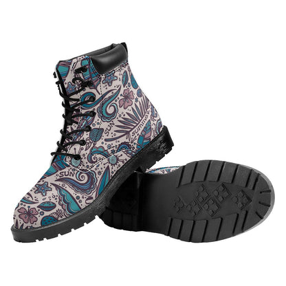 Summer Surfing Pattern Print Work Boots