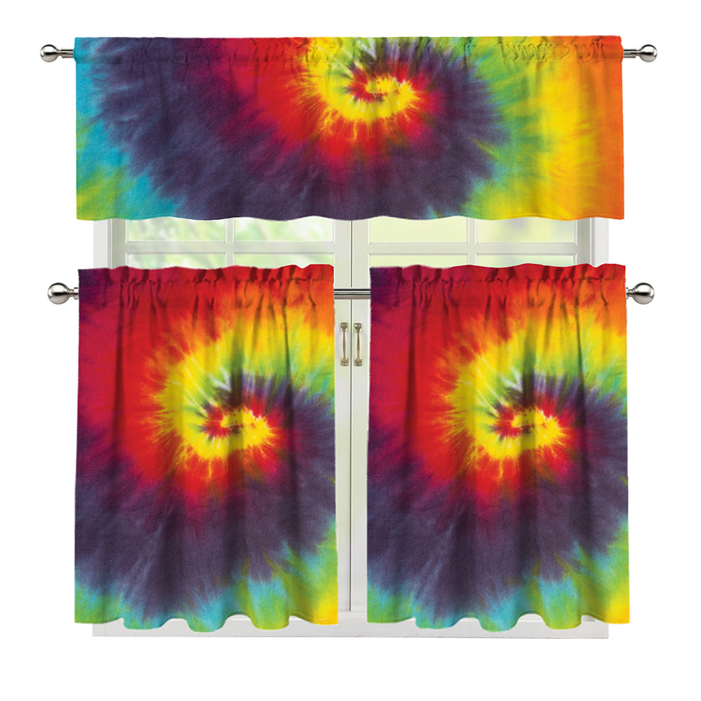 Summer Tie Dye Print 3 Piece Kitchen Curtains