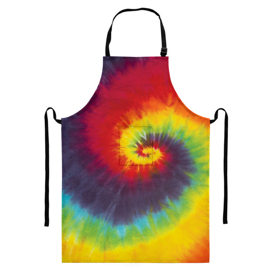 Summer Tie Dye Print Bib Apron With Pocket