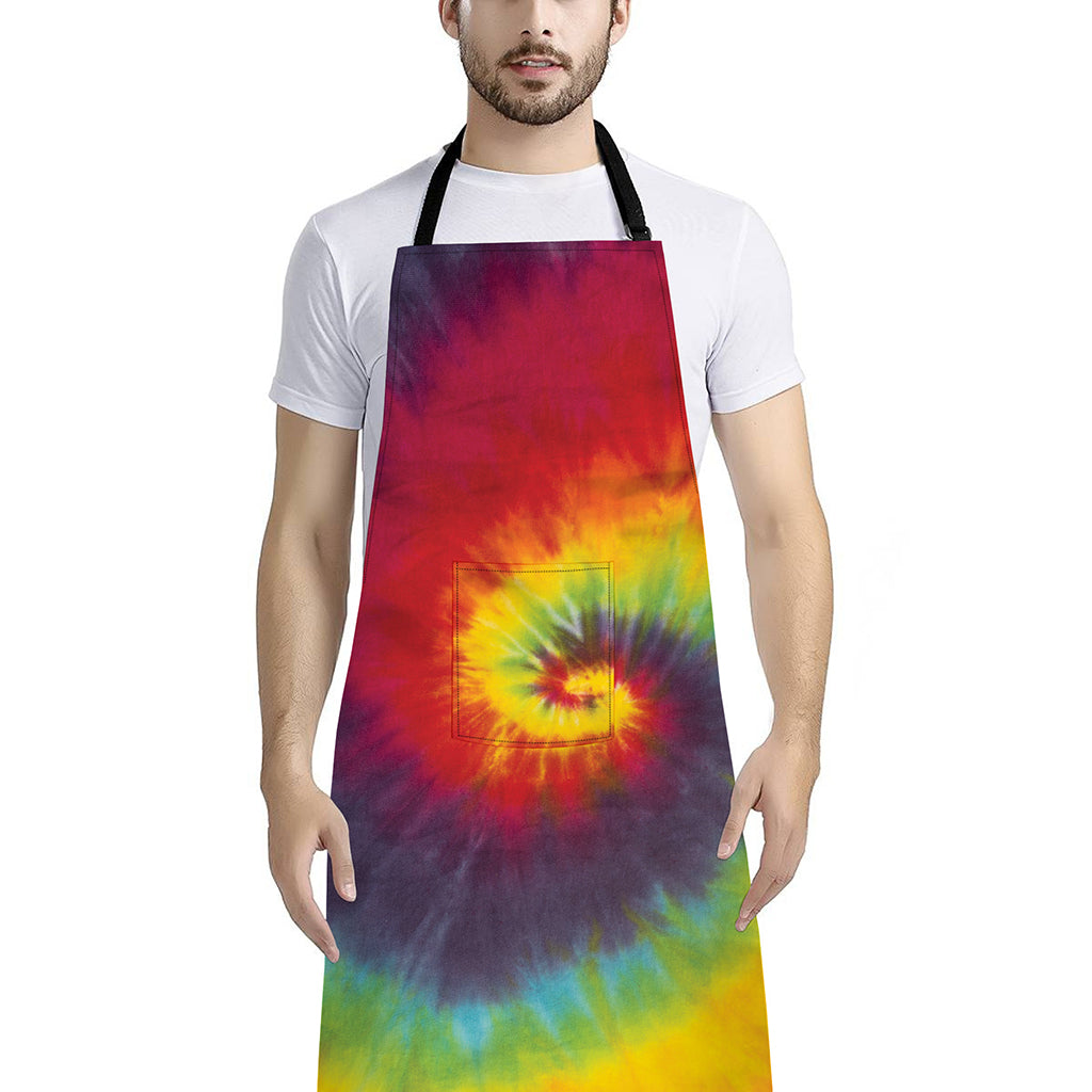 Summer Tie Dye Print Bib Apron With Pocket