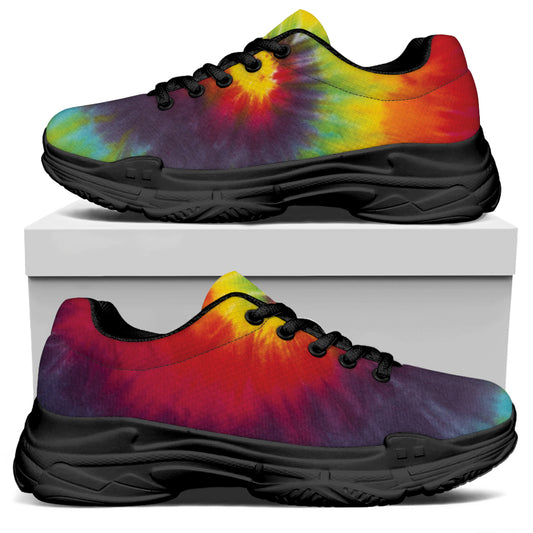 Summer Tie Dye Print Black Chunky Shoes