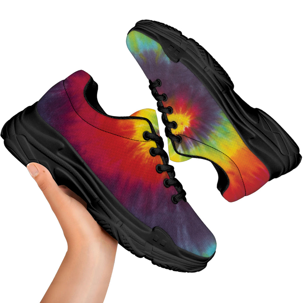 Summer Tie Dye Print Black Chunky Shoes