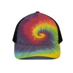 Summer Tie Dye Print Black Mesh Trucker Cap