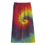 Summer Tie Dye Print Cotton Front Slit Maxi Skirt