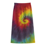 Summer Tie Dye Print Cotton Front Slit Maxi Skirt