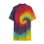 Summer Tie Dye Print Cotton Hawaiian Shirt