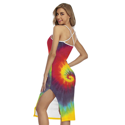 Summer Tie Dye Print Cross Back Cami Dress