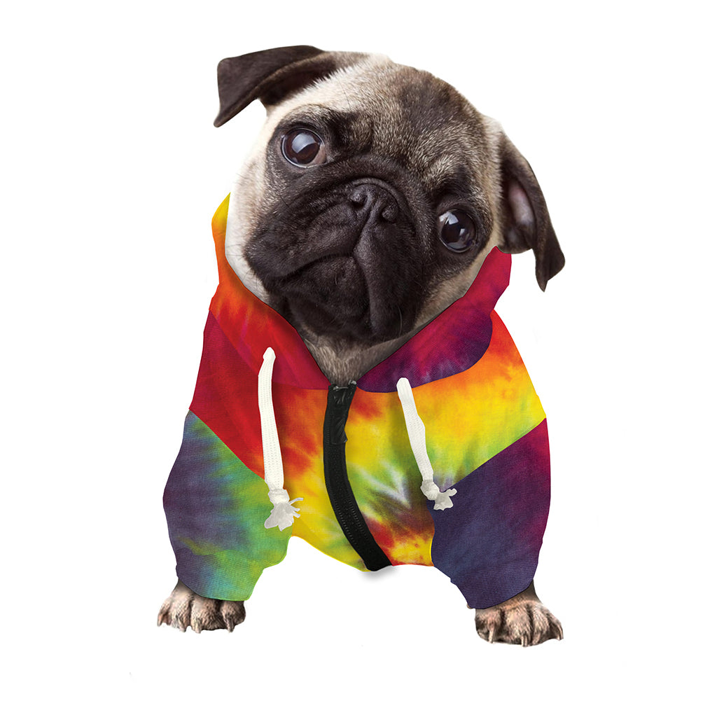 Summer Tie Dye Print Dog Zip Up Hoodie