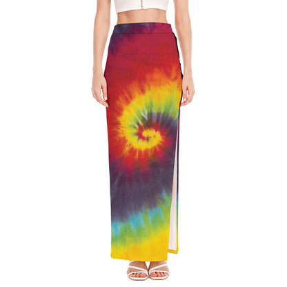 Summer Tie Dye Print High Slit Maxi Skirt