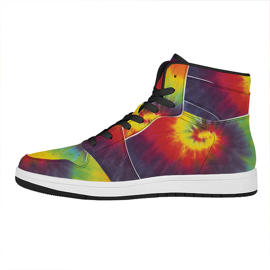 Summer Tie Dye Print High Top Leather Sneakers