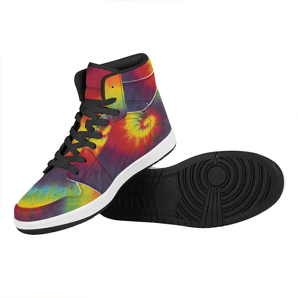 Summer Tie Dye Print High Top Leather Sneakers