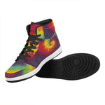 Summer Tie Dye Print High Top Leather Sneakers